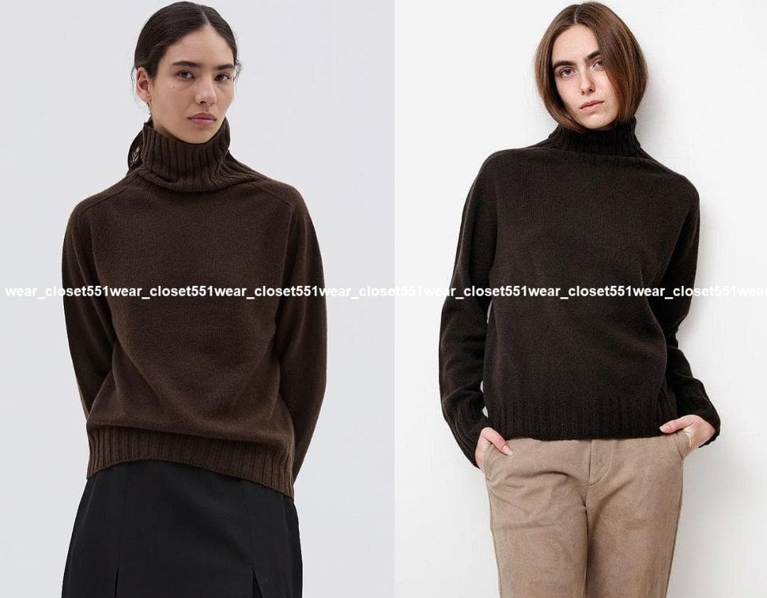 美品マーガレットハウエル☆スコットランド製カシミヤ100％ロールネックニット2茶