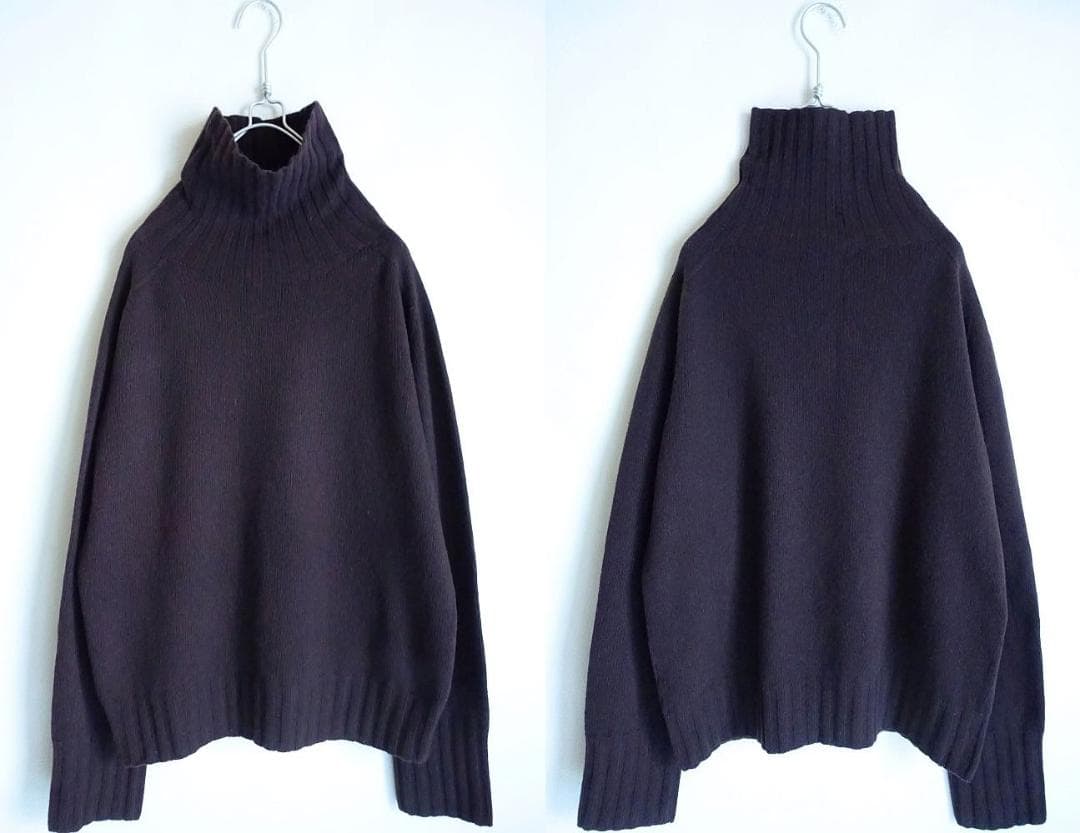 美品マーガレットハウエル☆スコットランド製カシミヤ100％ロールネックニット2茶