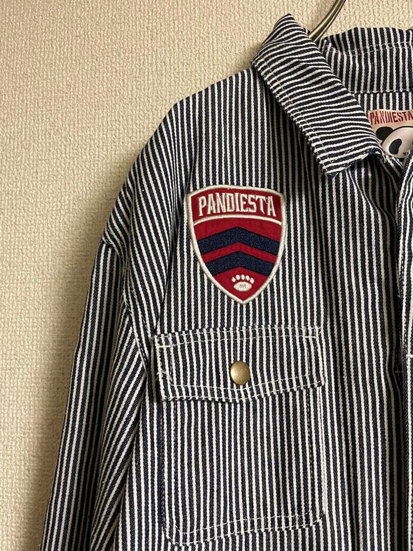 ★美品★ PANDIESTA JAPAN ツナギ デニム ヒッコリー デカロゴ