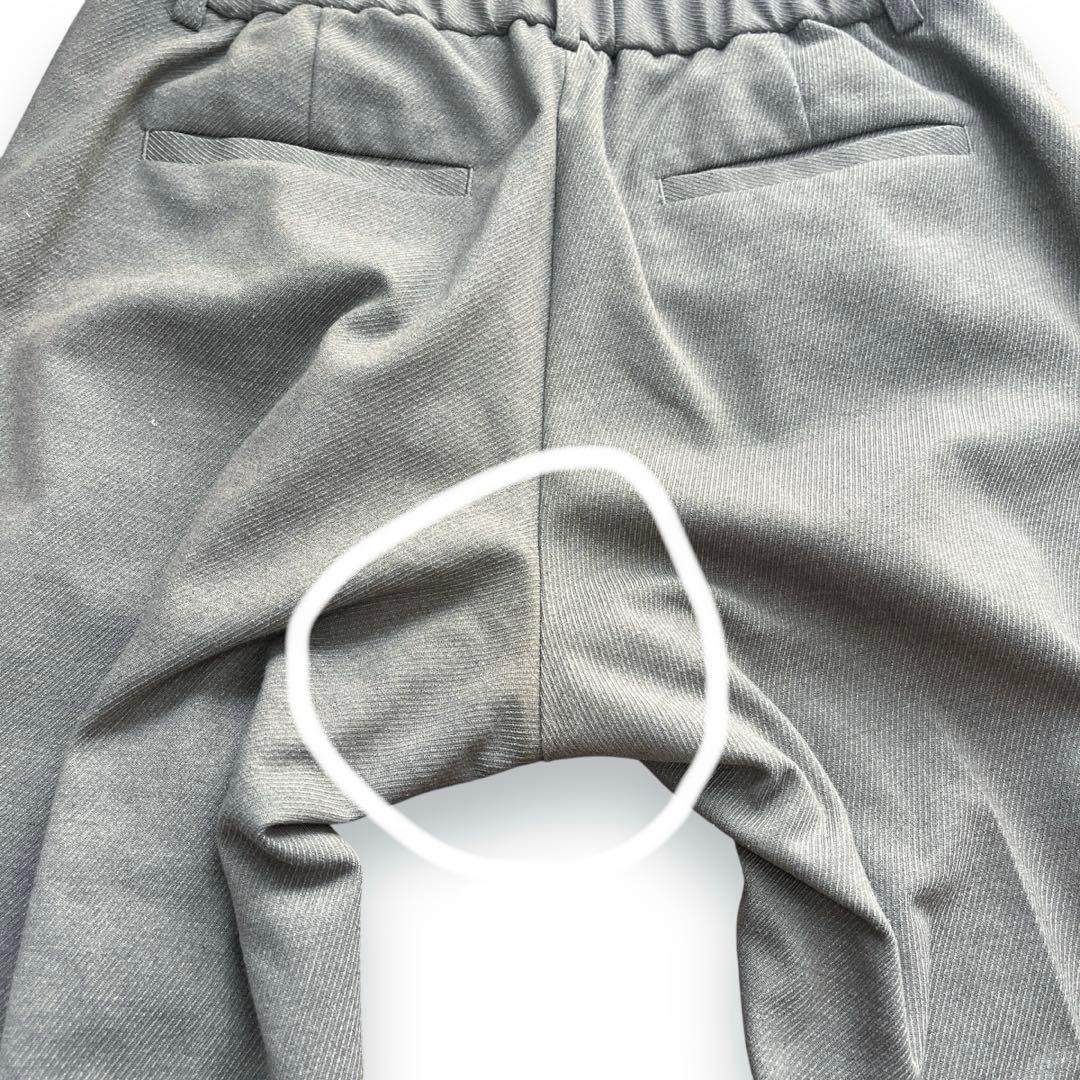 グリーンレーベルリラクシング　ノーカラー　パンツ　セットアップスーツ　グレー