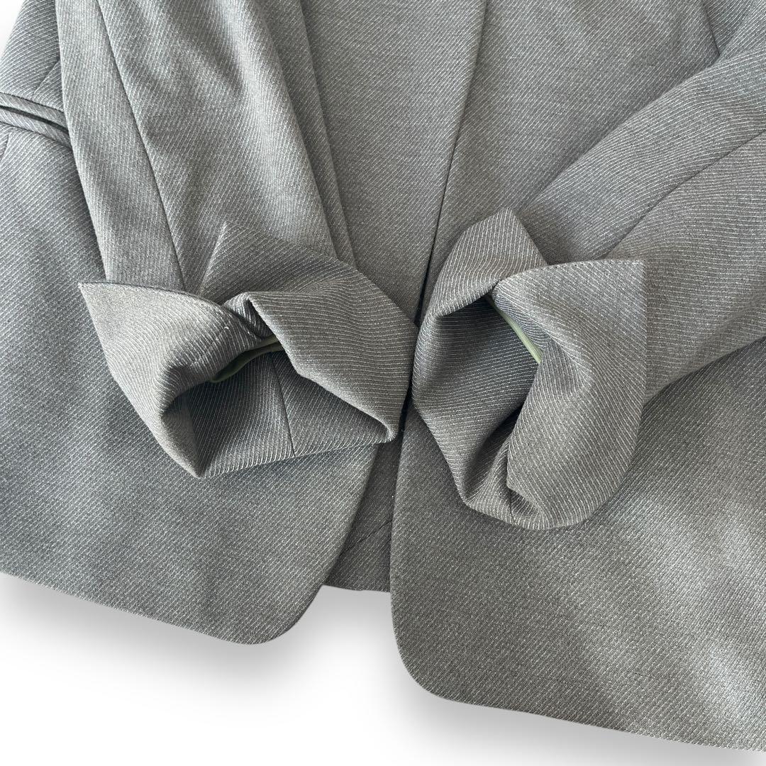 グリーンレーベルリラクシング　ノーカラー　パンツ　セットアップスーツ　グレー