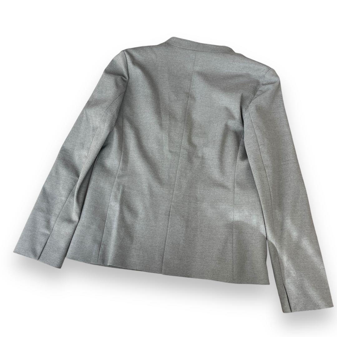 グリーンレーベルリラクシング　ノーカラー　パンツ　セットアップスーツ　グレー