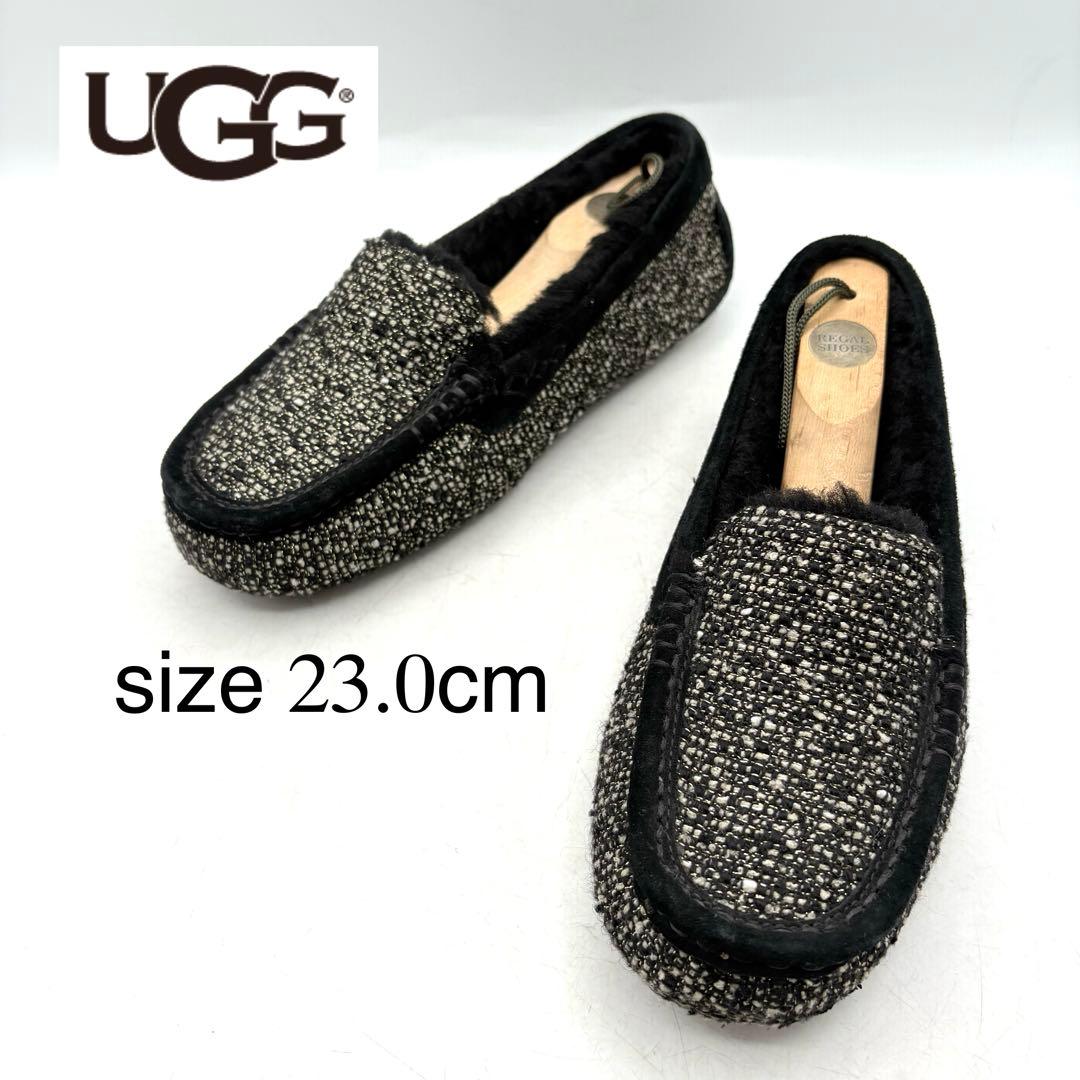 美品✨ UGG ムートン ツイードモカシン スリッポン 【23.0】 ファー