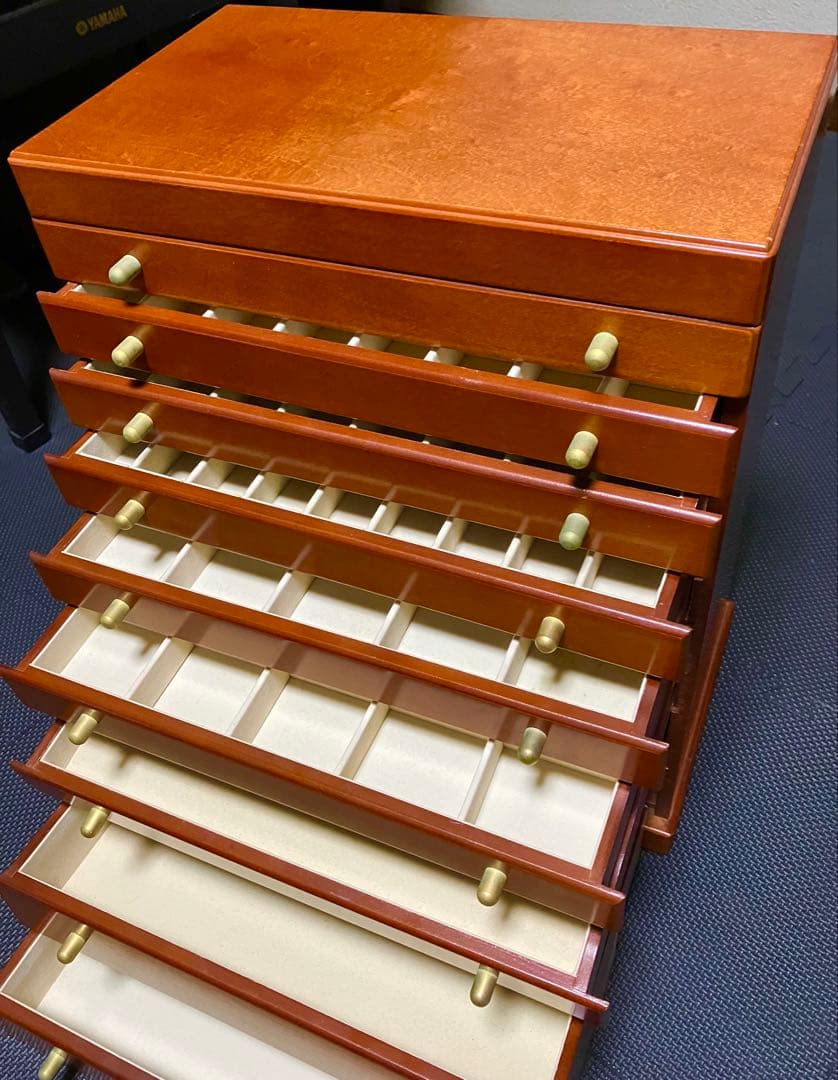 木製ジュエリーボックス 8段引き出し ミラー付き