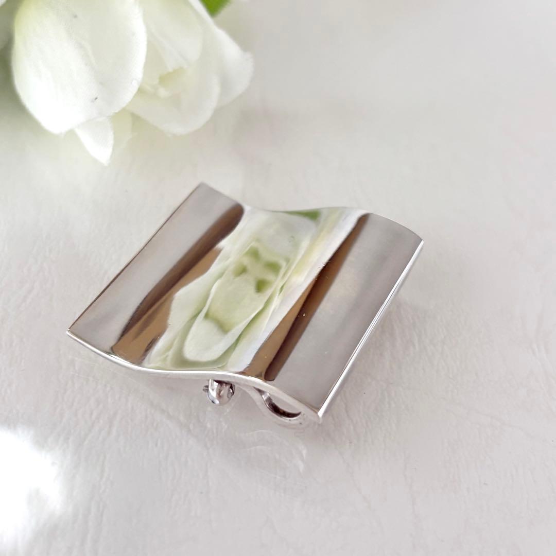 416【ジョージジョンセン】シルバー　ブローチ　トップ　2wayスクエア 432