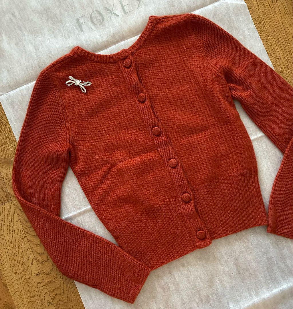 最終価格フォクシー　カシミヤ100％　2way カーディガンセーター　レンガ色