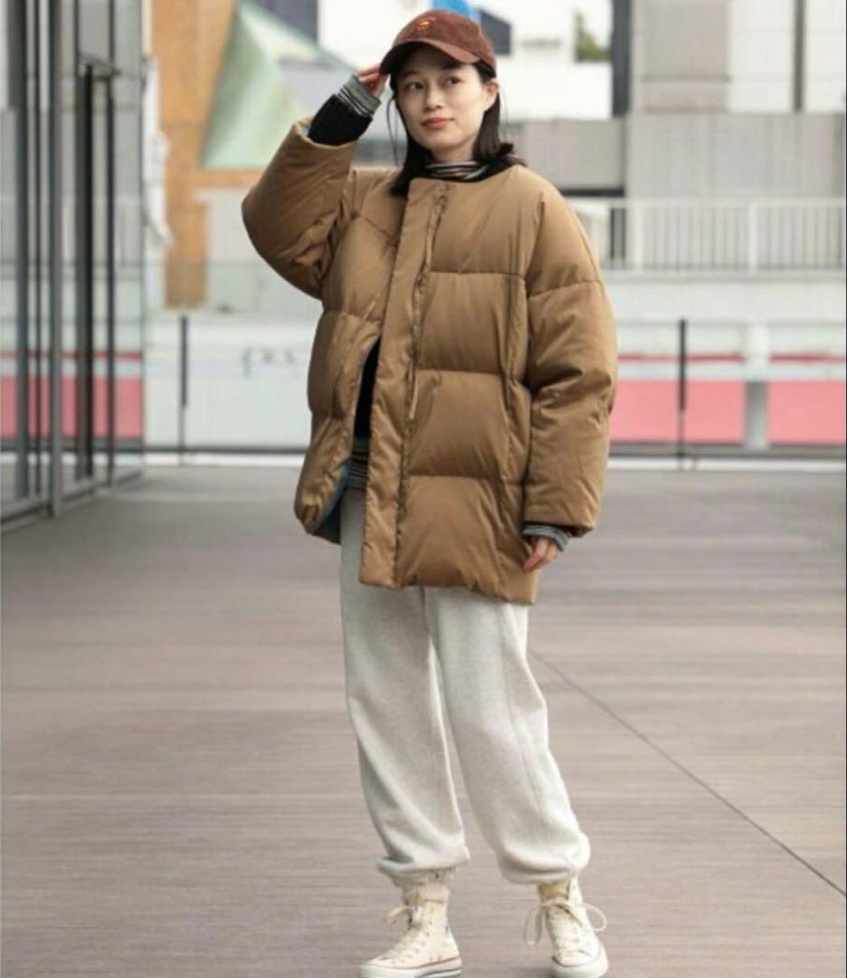 BEAMS BOY ノーカラー　SOLOTEX ダウンジャケット