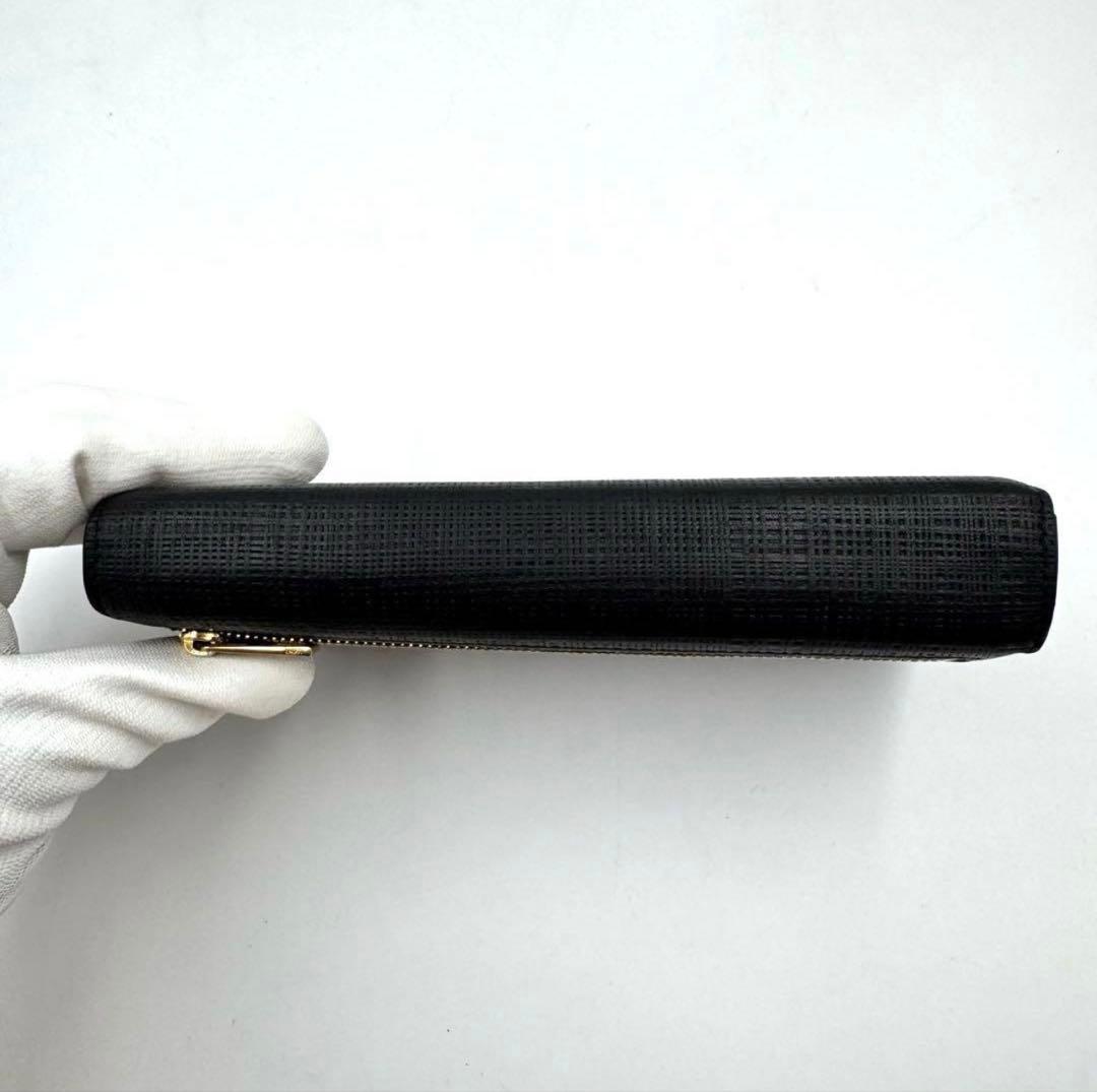 【美品】LOEWE 長財布　アナグラム　リネン　ブラック　　レザー