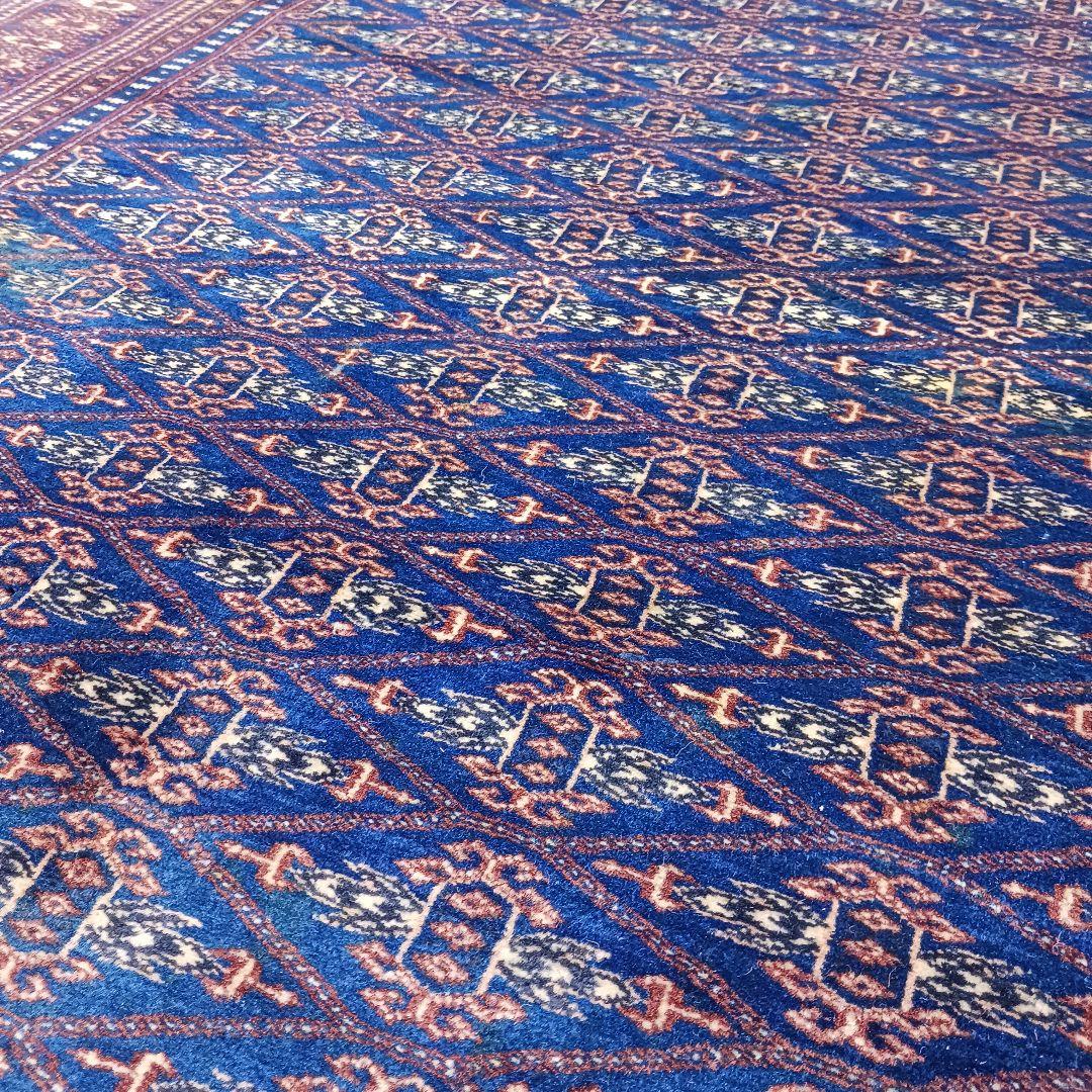 専用Y3139 パキスタン絨毯 ウール 手織り 187×126㎝ トライバルラグ