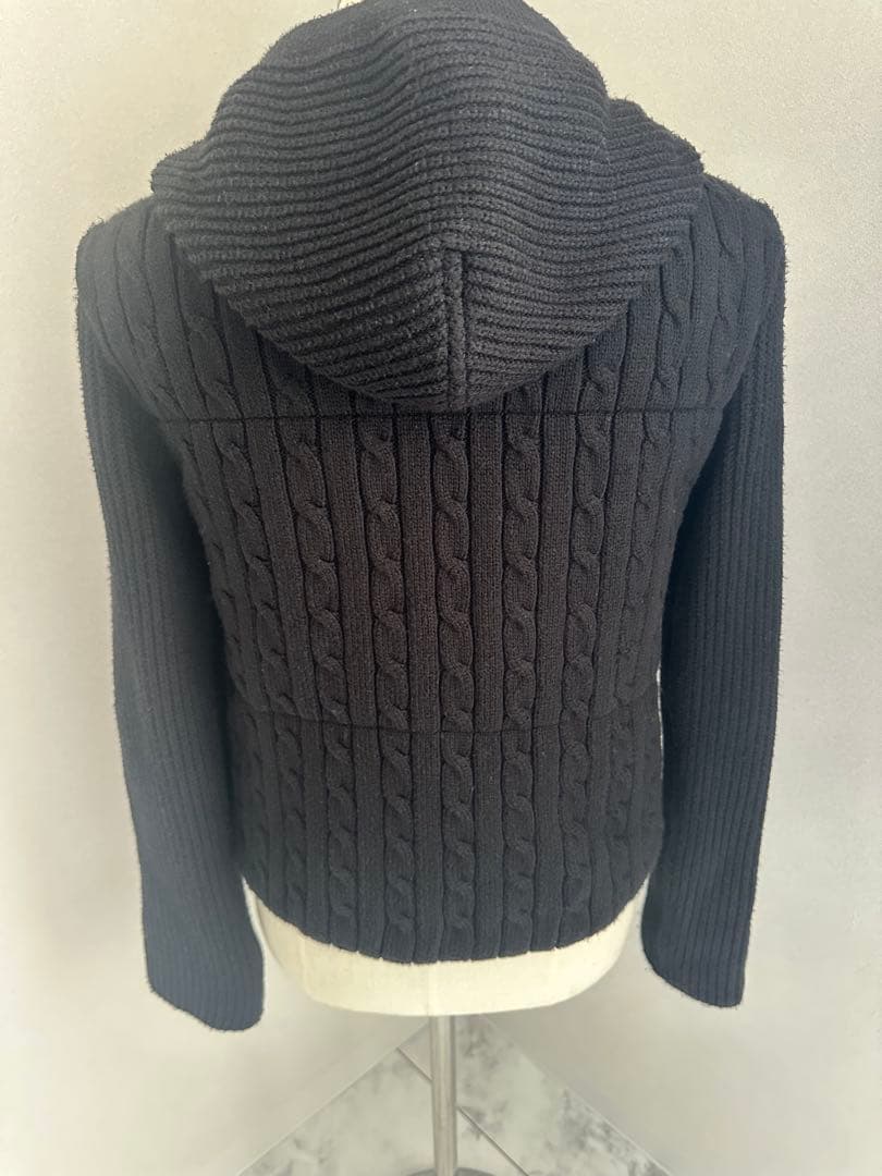 FOXEY♡フード付きケーブル編みジャケット ブラック