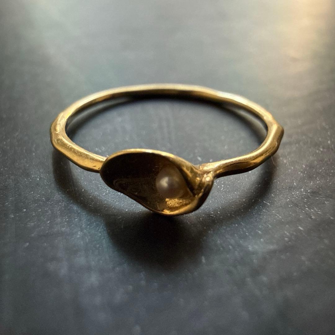 美品　ete カラーリング　指輪　9号　K10YG/淡水パール 721158