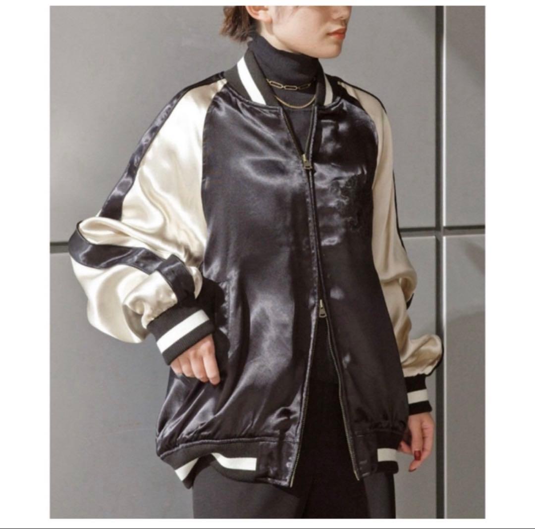 〈COUTURE D`ADAM〉別注バイカラーサテンジャケット/ブラック