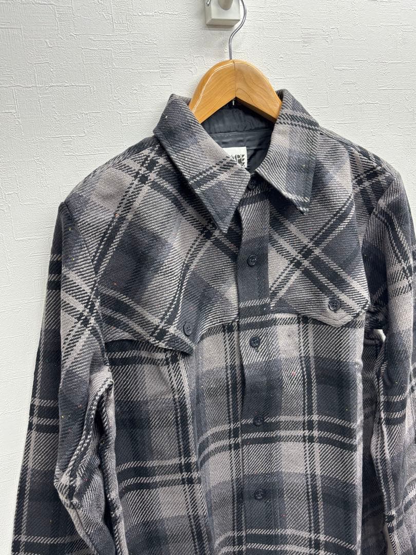 A BATHING APE NFS限定ラブジェネチェックネルシャツLエイプ