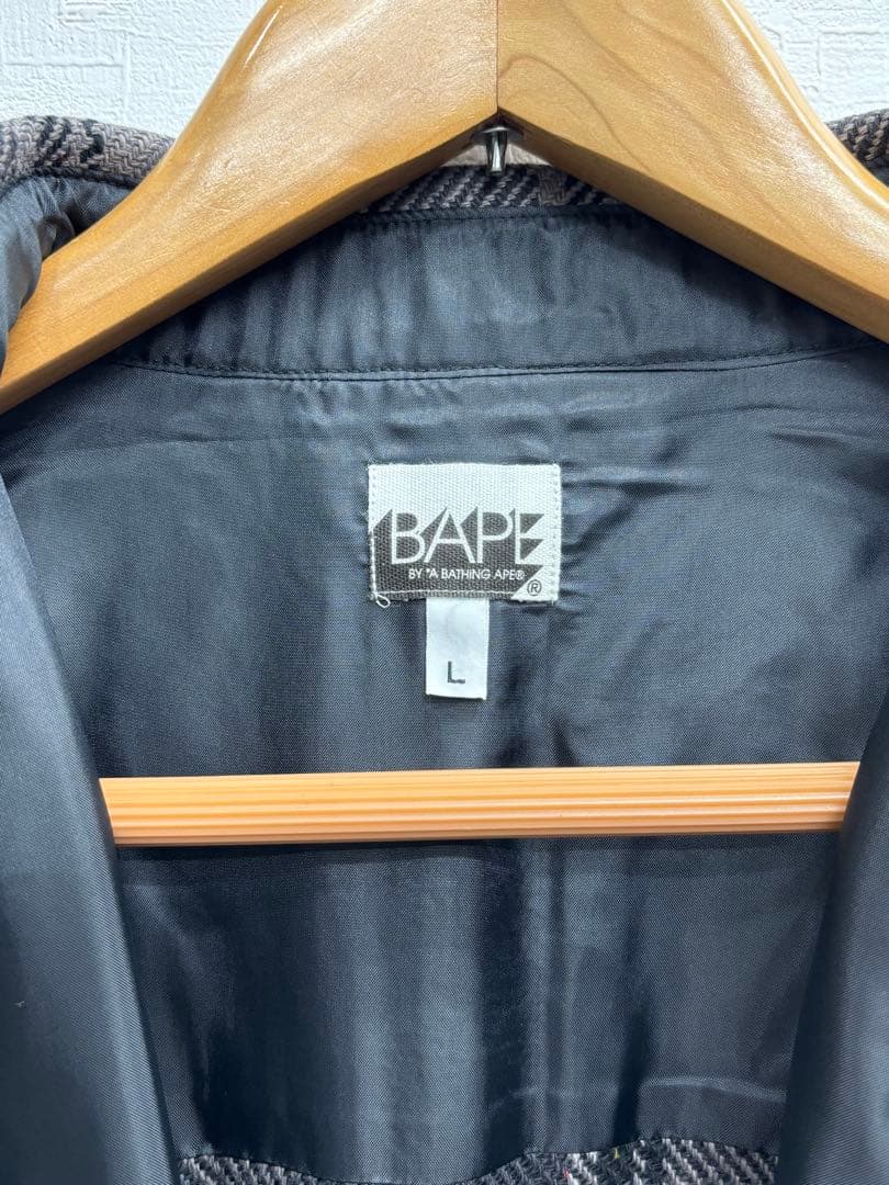 A BATHING APE NFS限定ラブジェネチェックネルシャツLエイプ