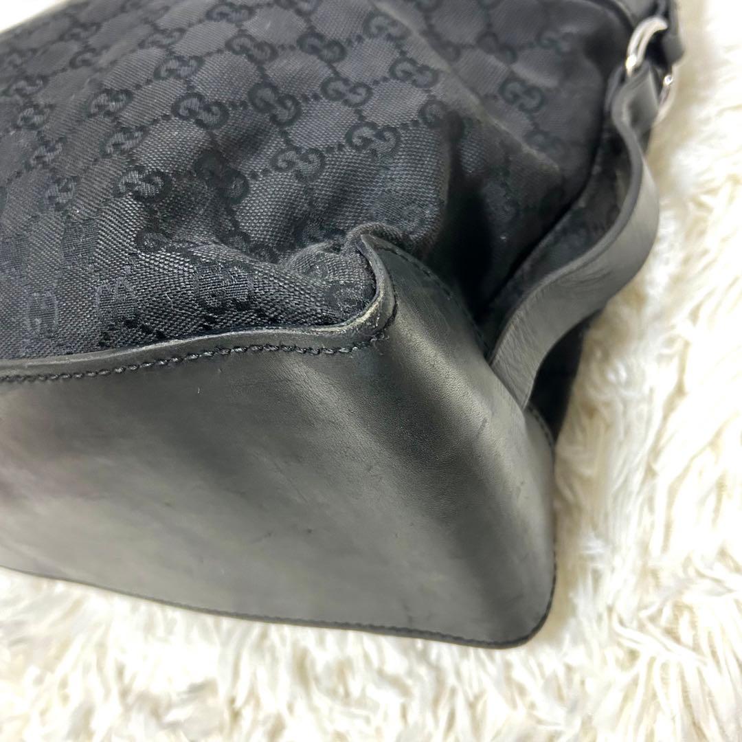 GUCCI トートバッグ　106251 シマ　A4収納可能　レザー　キャンバス