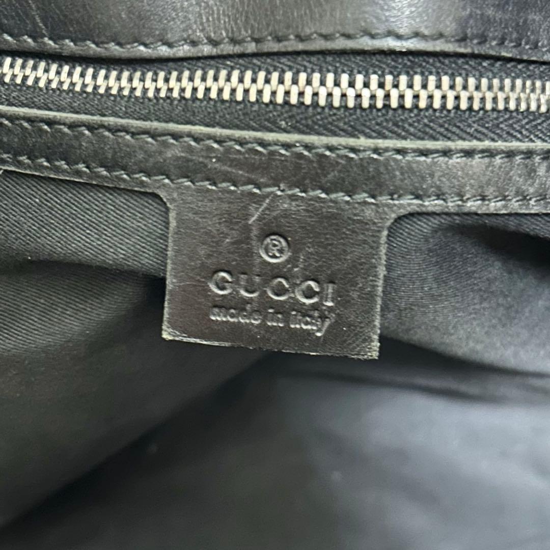 GUCCI トートバッグ　106251 シマ　A4収納可能　レザー　キャンバス
