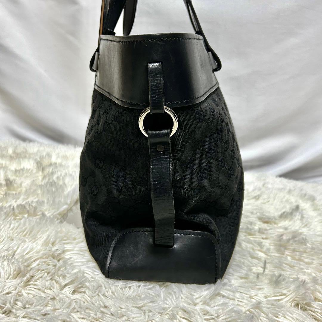 GUCCI トートバッグ　106251 シマ　A4収納可能　レザー　キャンバス