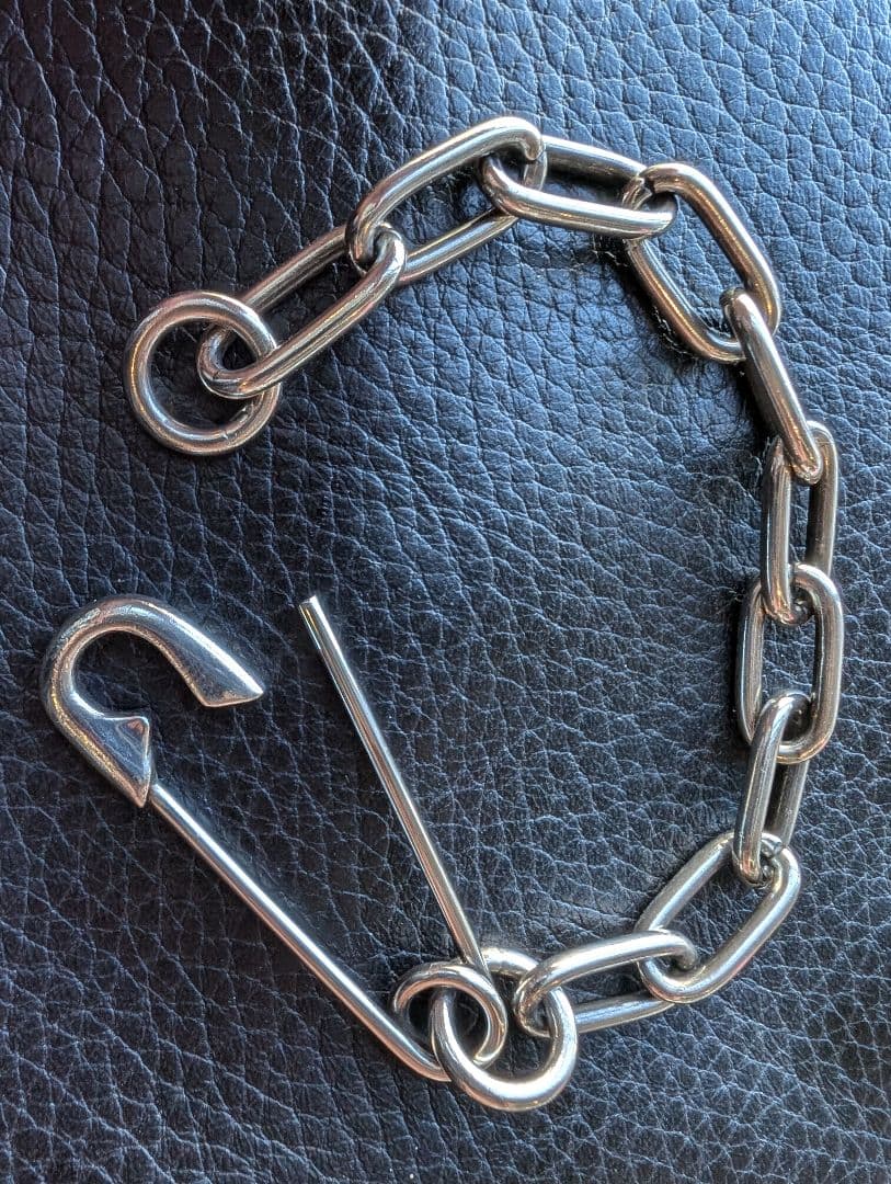 安全ピン 長アズキ チェーン ダイヤモンド ブレスレット L