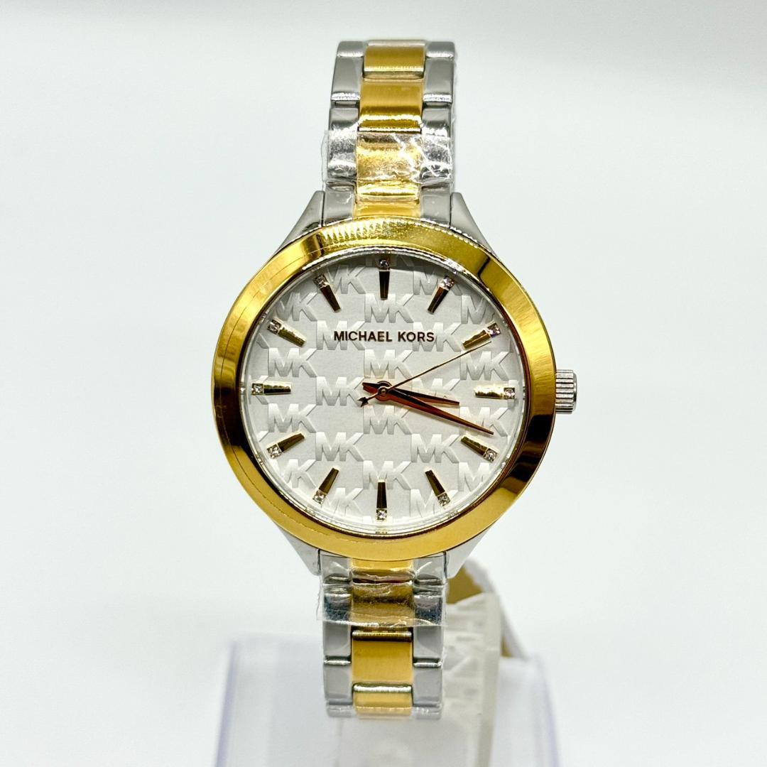 未使用 稼働品 MICHAEL KORS 腕時計 シルバー文字盤 3針 箱付き