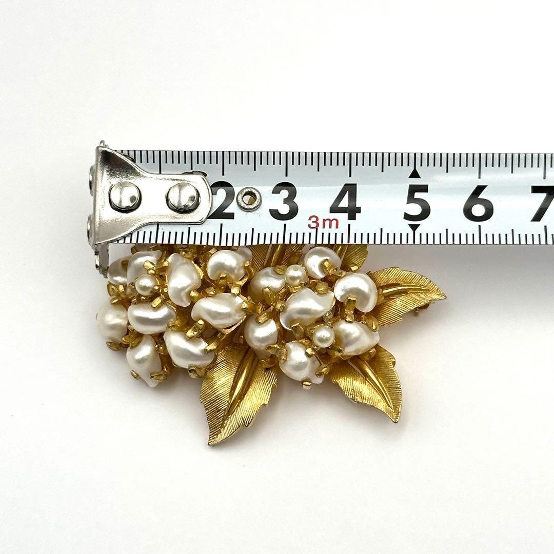 【希少】BOUCHER ブーシェ ブローチ リーフ フェイクパール ゴールド