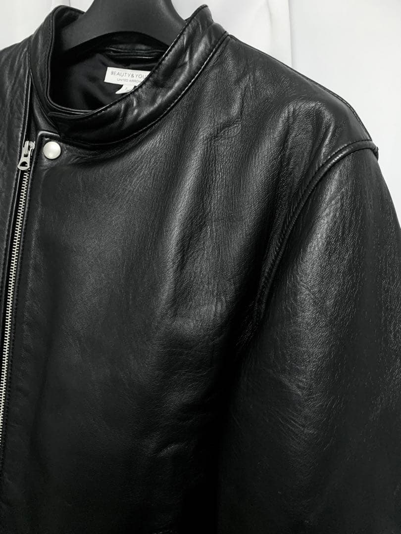 Lサイズ★ BEAUTY & YOUTH 羊革 シープレザー シングルライダース