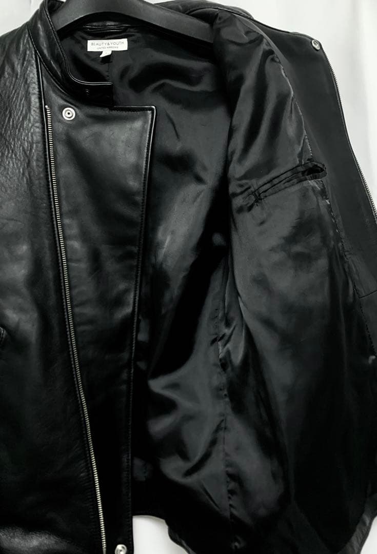 Lサイズ★ BEAUTY & YOUTH 羊革 シープレザー シングルライダース