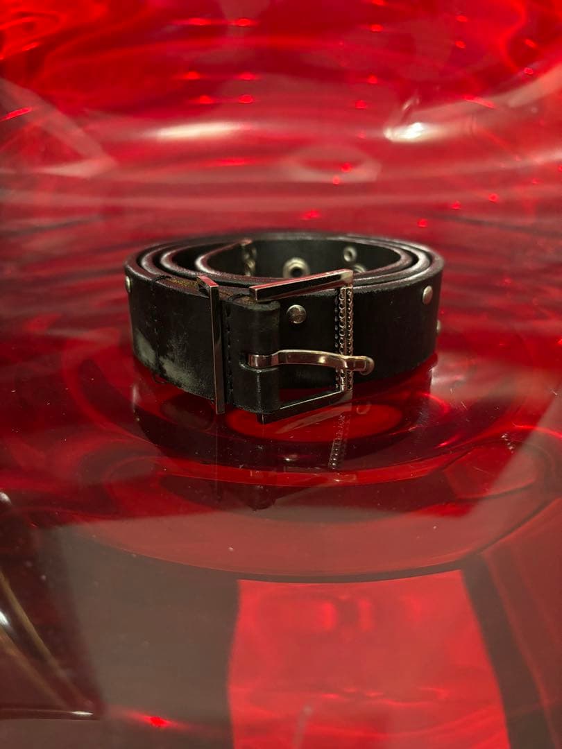 ディオールオム エディ2004SS strip スタッズベルト ブラック 80