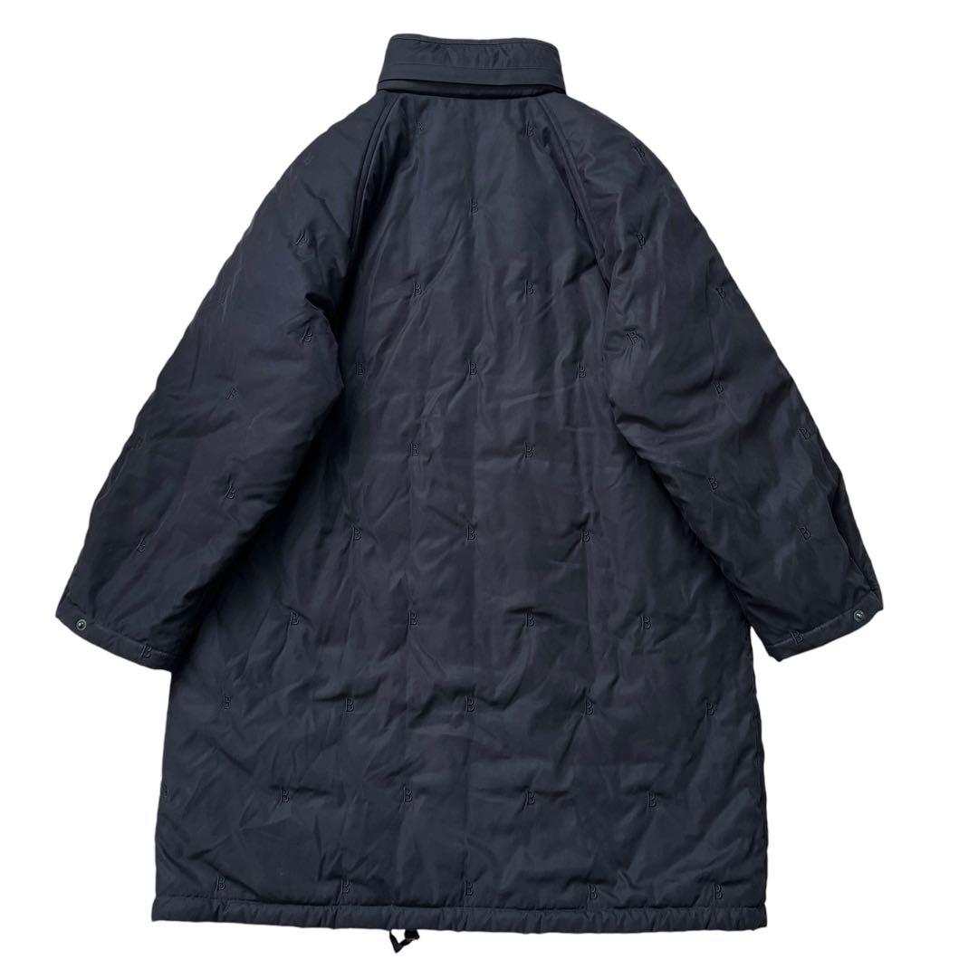 Burberry London　B刺繍　総柄　モッズコート　ロングコート　黒　M