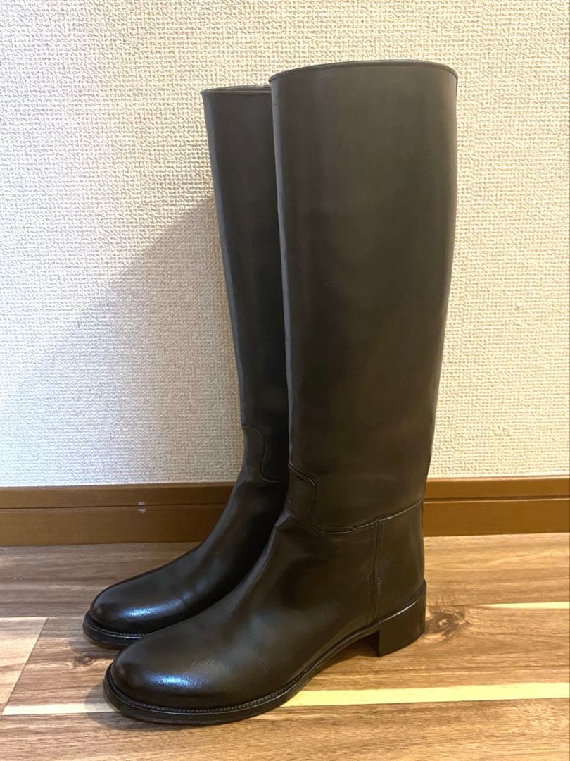 【鑑定済】PRADA(プラダ)ブラック ロングブーツ 低ヒール