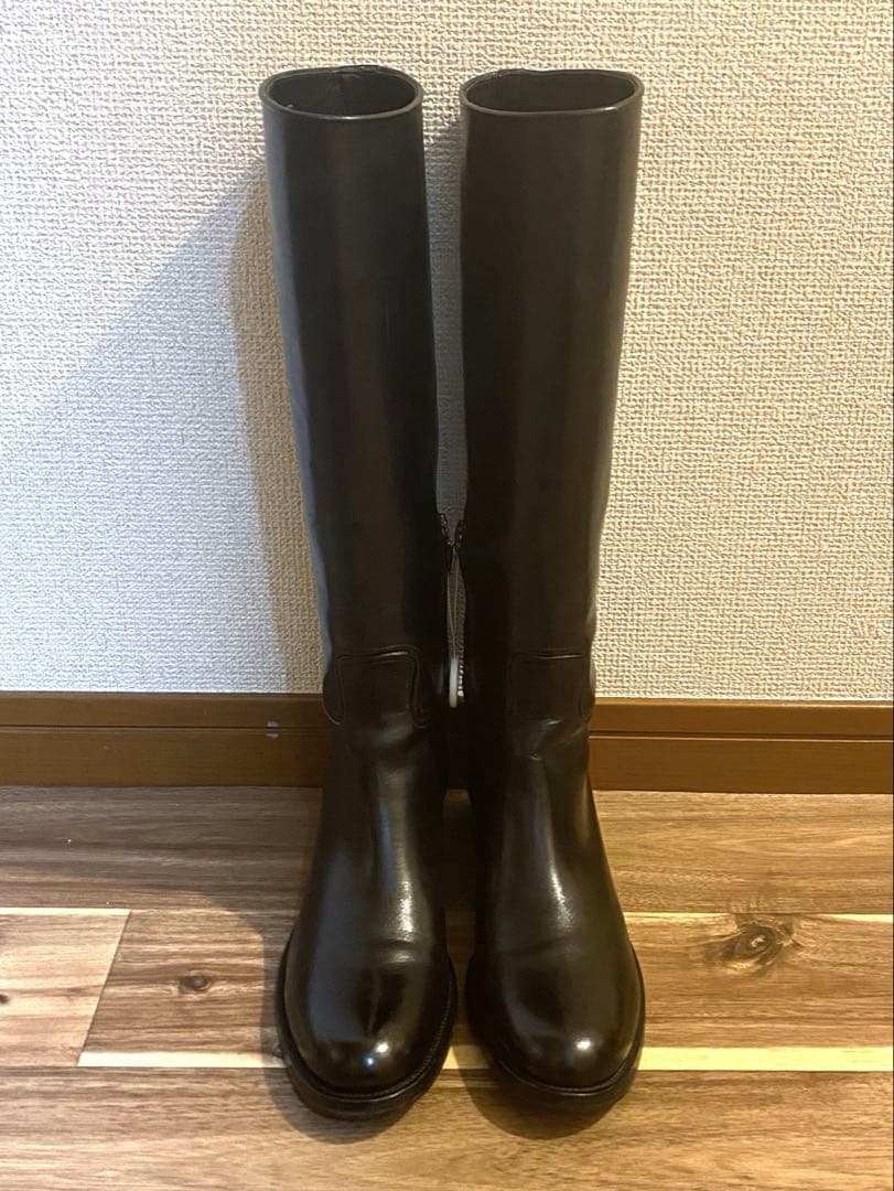 【鑑定済】PRADA(プラダ)ブラック ロングブーツ 低ヒール