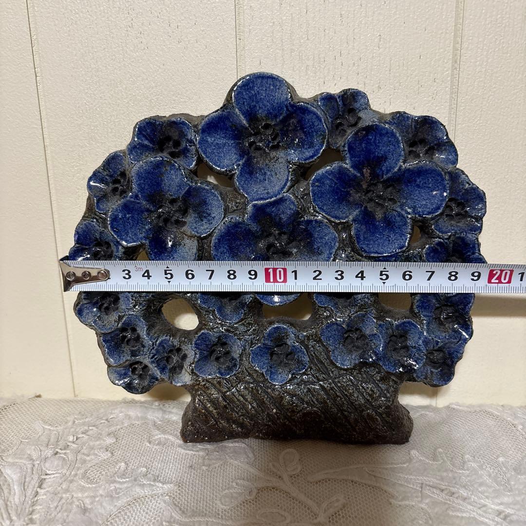 北欧ビンテージ　陶板　ブルーの花束の陶板　フィンランド