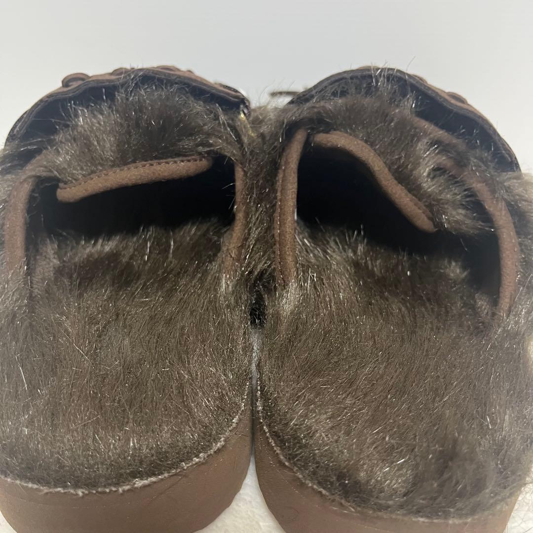 L'Appartment　[SUICOKE]ファー×フリンジサボサンダル　茶