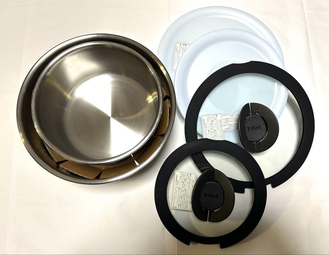 黒取手と新品　ティファール　IHステンレスエモーション　ソースパン　6点セット