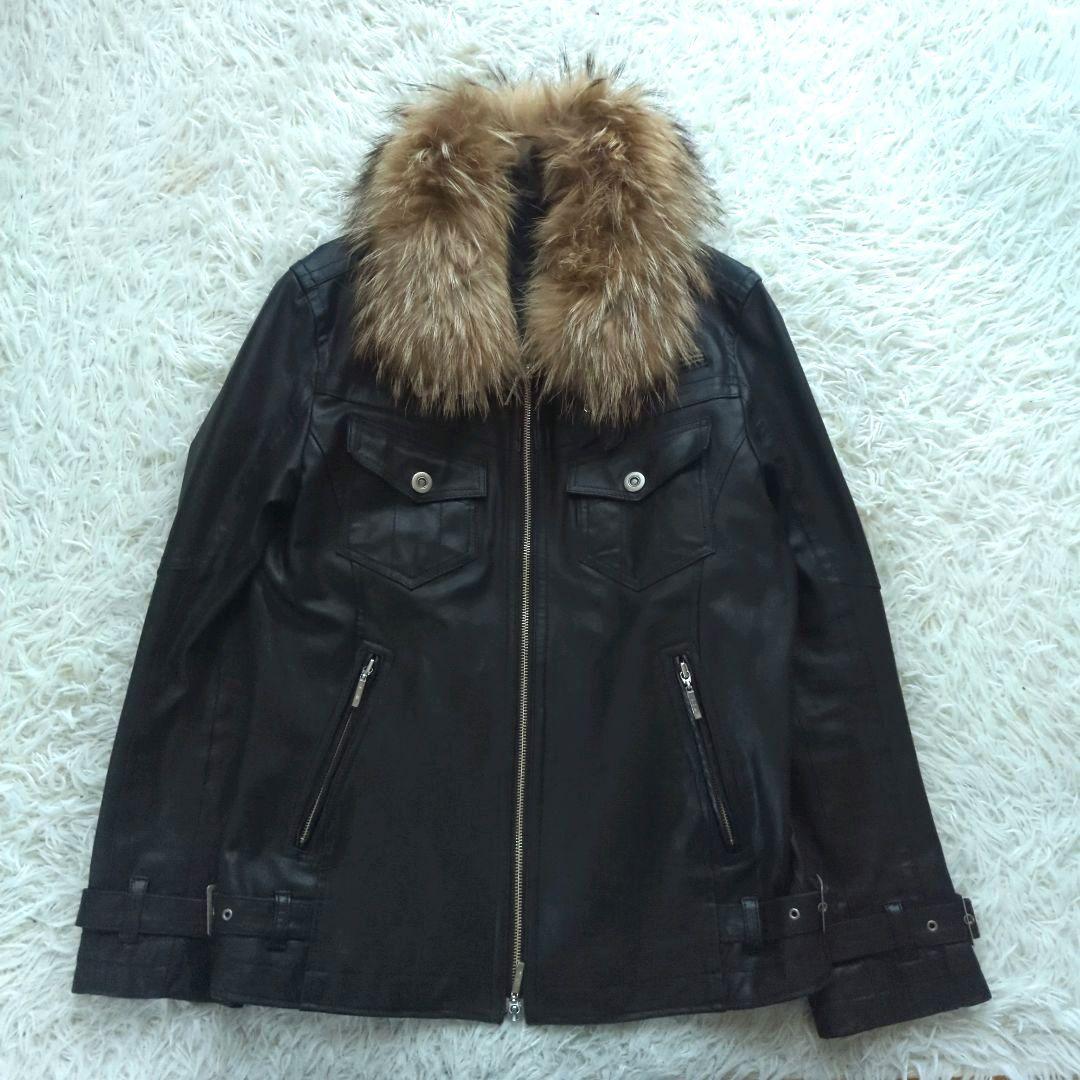 A.S.M アトリエサブメン レザージャケット リアルファー Y2K 黒 52