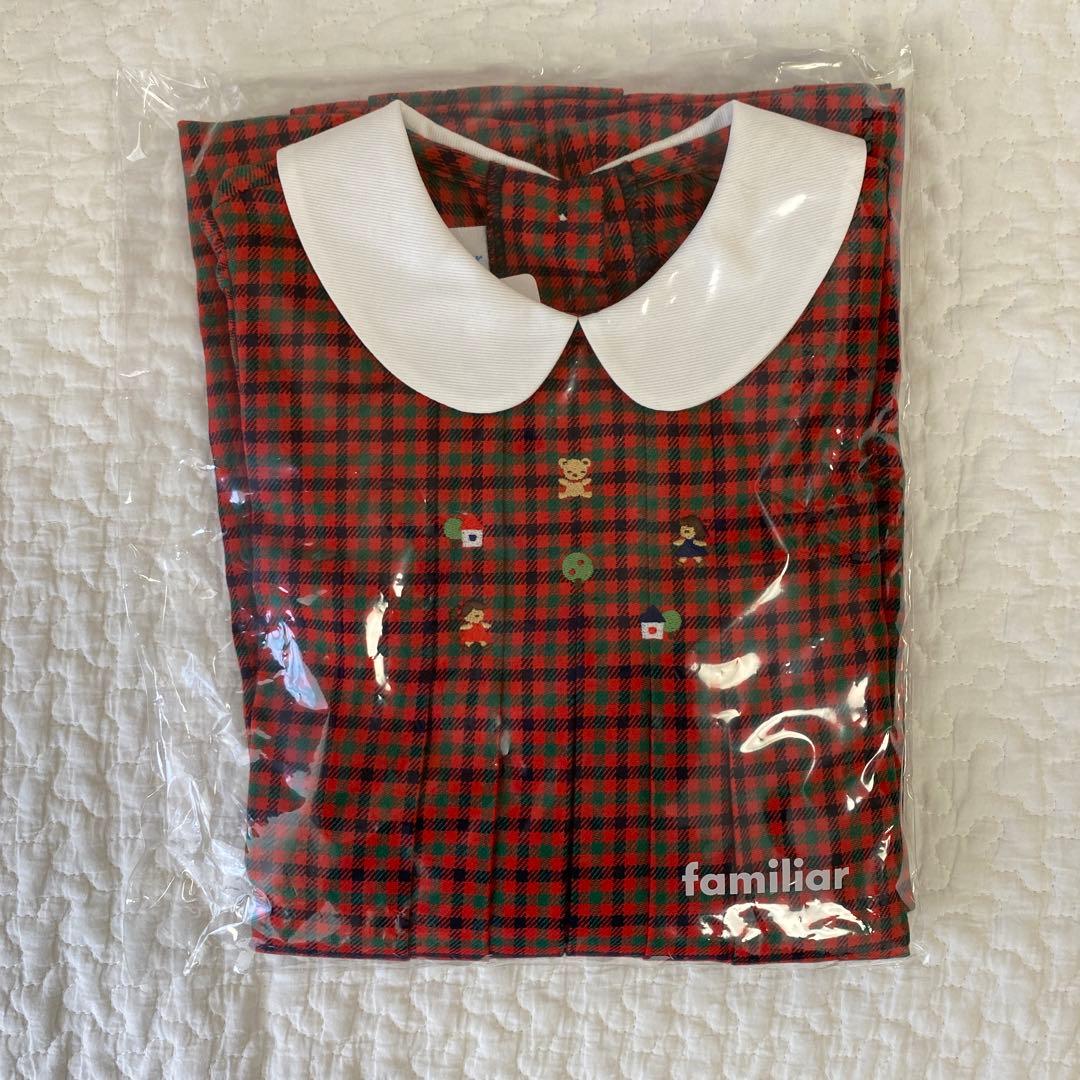 新品未使用品　familiar ワンピース 赤チェック柄　ファミリア　90