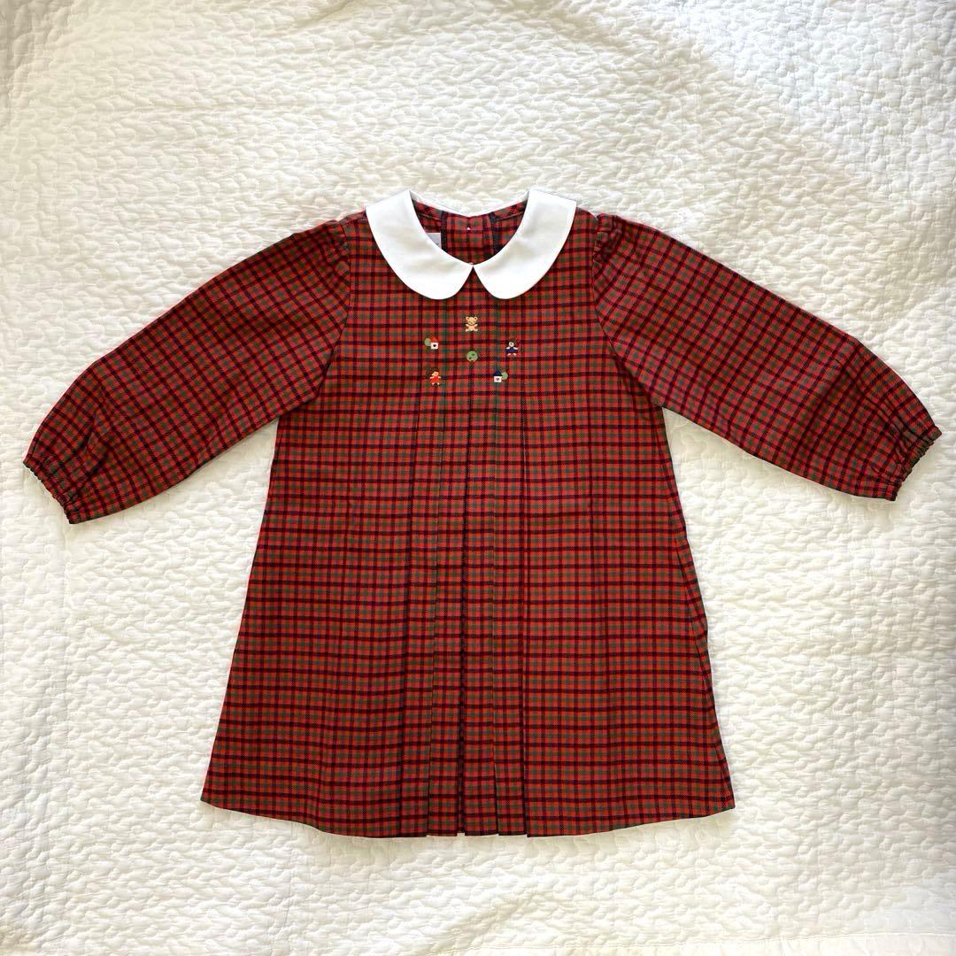 新品未使用品　familiar ワンピース 赤チェック柄　ファミリア　90