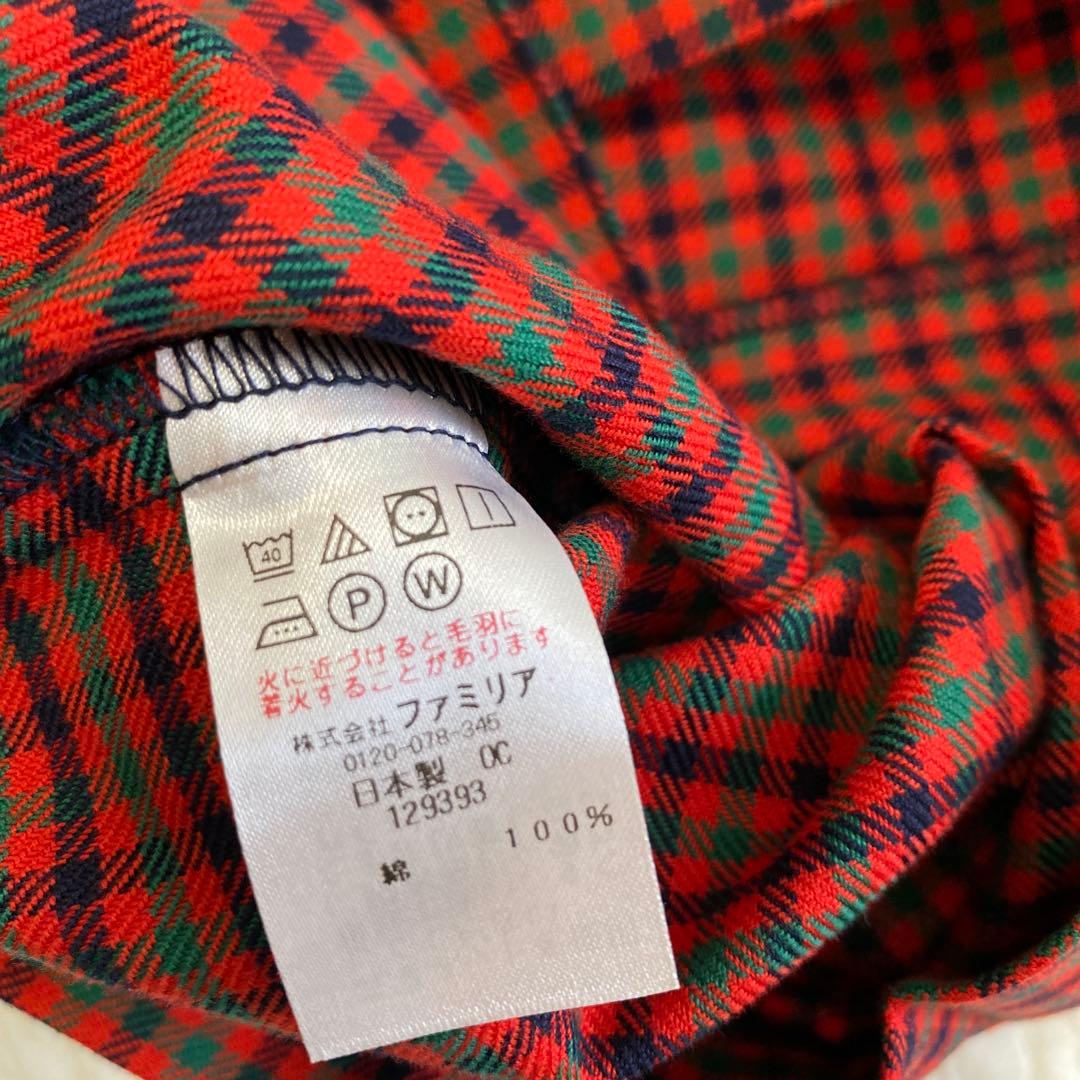 新品未使用品　familiar ワンピース 赤チェック柄　ファミリア　90