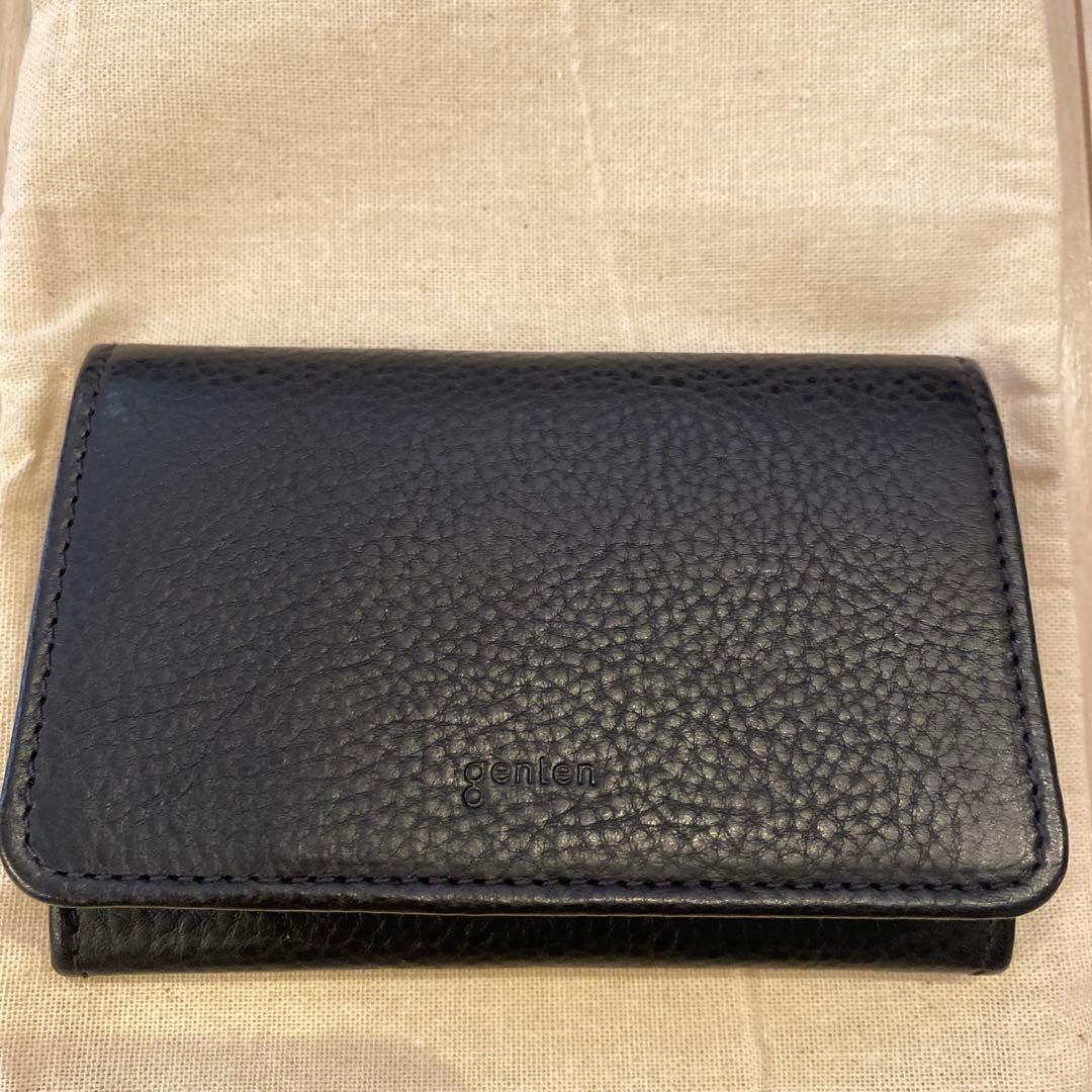 【新品・未使用品】genten 名刺ケース　カードケース　牛皮　ネイビー