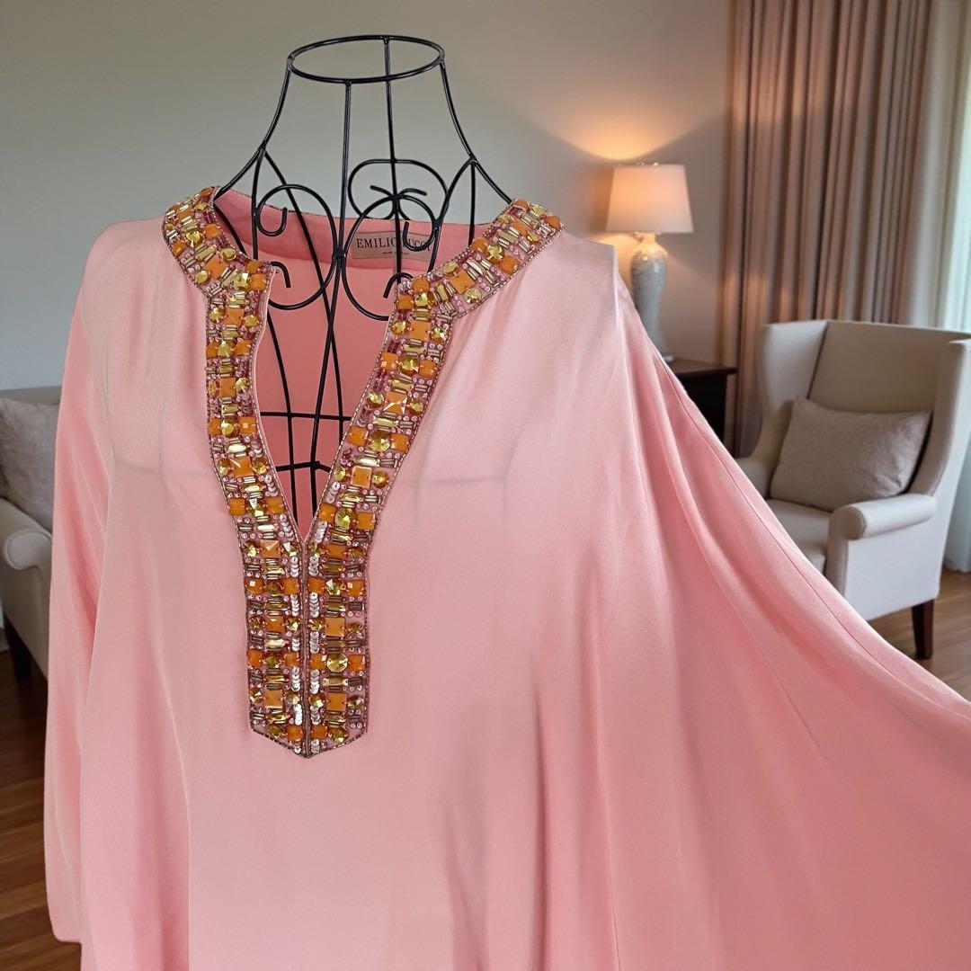 EMILIO PUCCI シルク100% ビジュー装飾 ブラウス ピンク