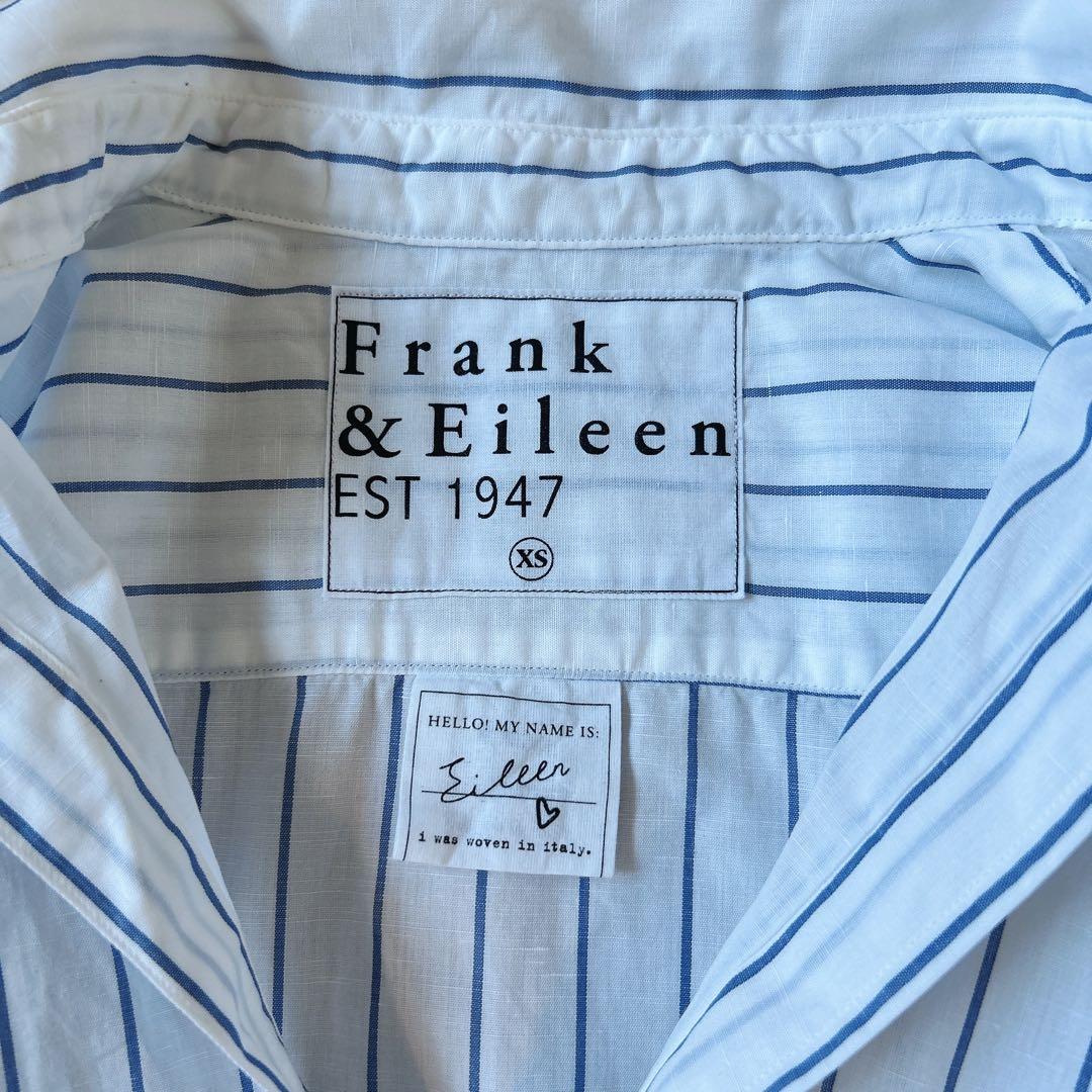 美品＊フランク&アイリーン ゆったりXS 綿麻 ストライプシャツ EILEEN