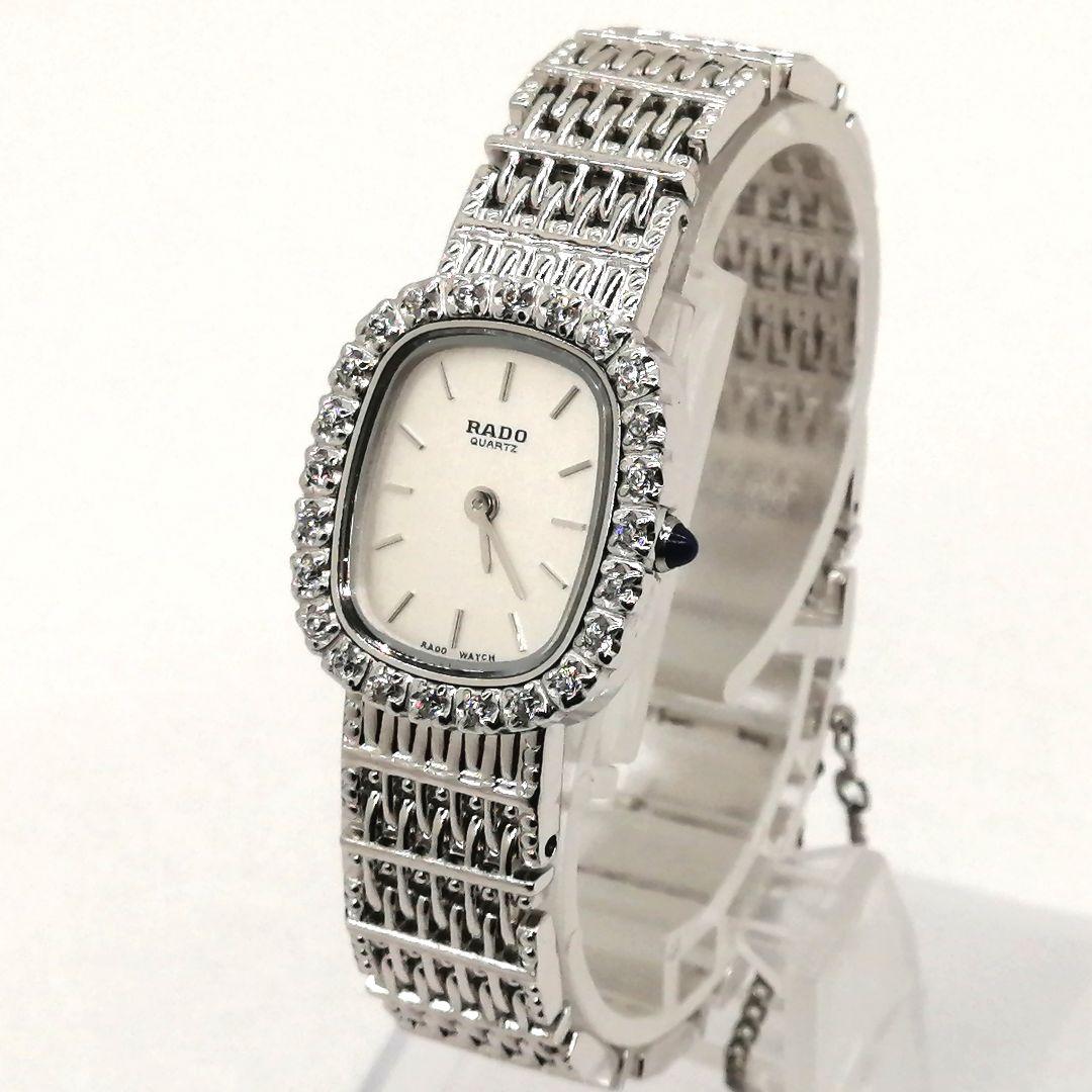 稼働✨ 新品電池　RADO　レディース 腕時計　ストーン　高級感　美品　シルバー