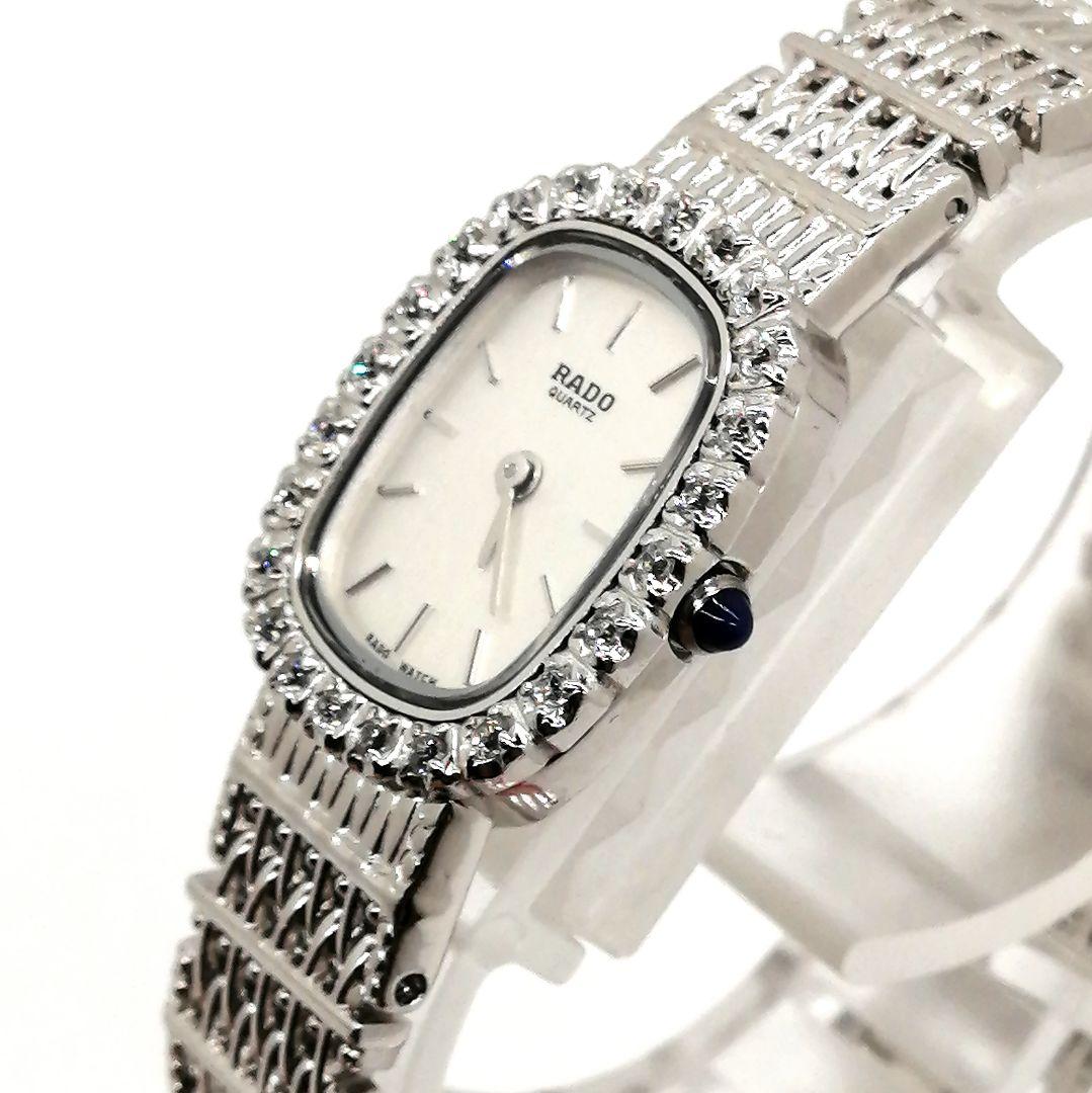 稼働✨ 新品電池　RADO　レディース 腕時計　ストーン　高級感　美品　シルバー