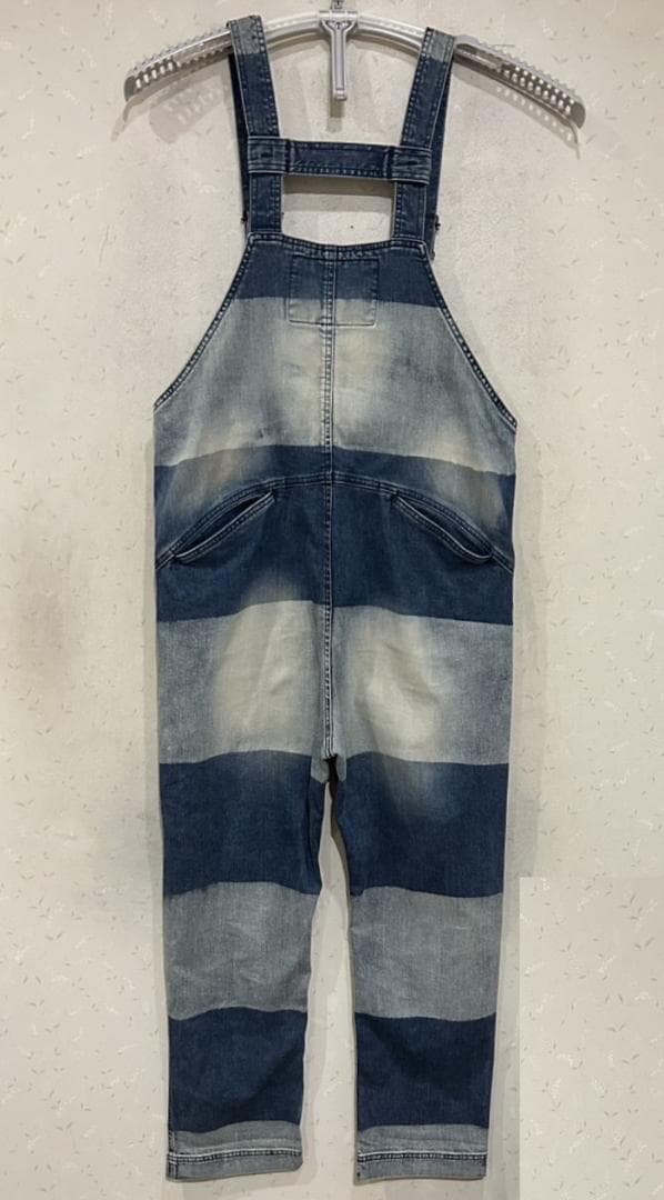 ＊NATAL DESIGN×GO OUT ブリーチ ボーダー オーバーオール M