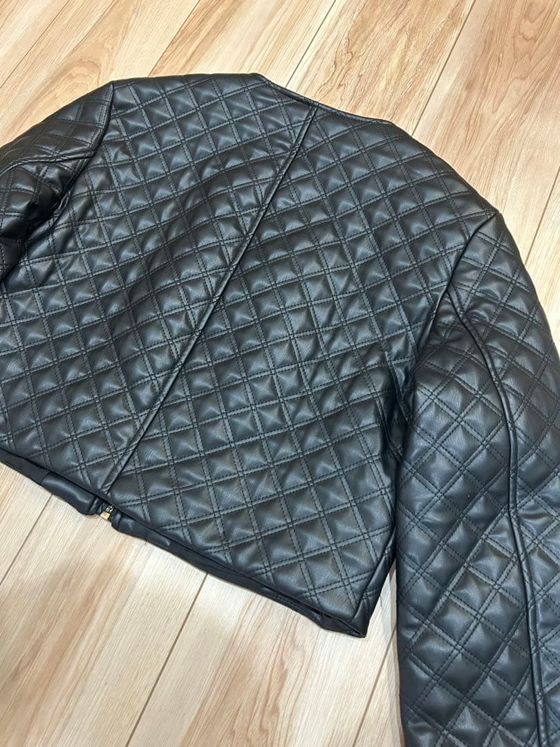 新品未使用　タグ付き　ZARA ショートキルティングフェイクレザージャケット　S