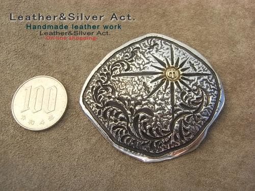 1点物手彫りコンチョ　シルバー925　ゴールド（ｋ18）インデアンジュエリー