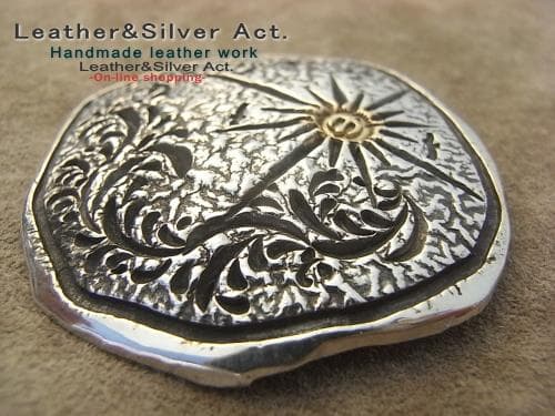 1点物手彫りコンチョ　シルバー925　ゴールド（ｋ18）インデアンジュエリー