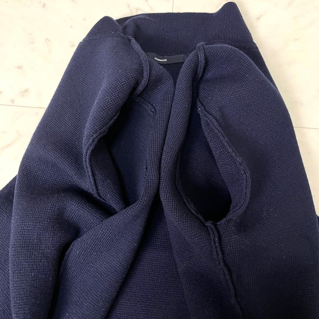 専用【美品】フレームワーク 23AWミラノリブニットジャケット F ネイビー