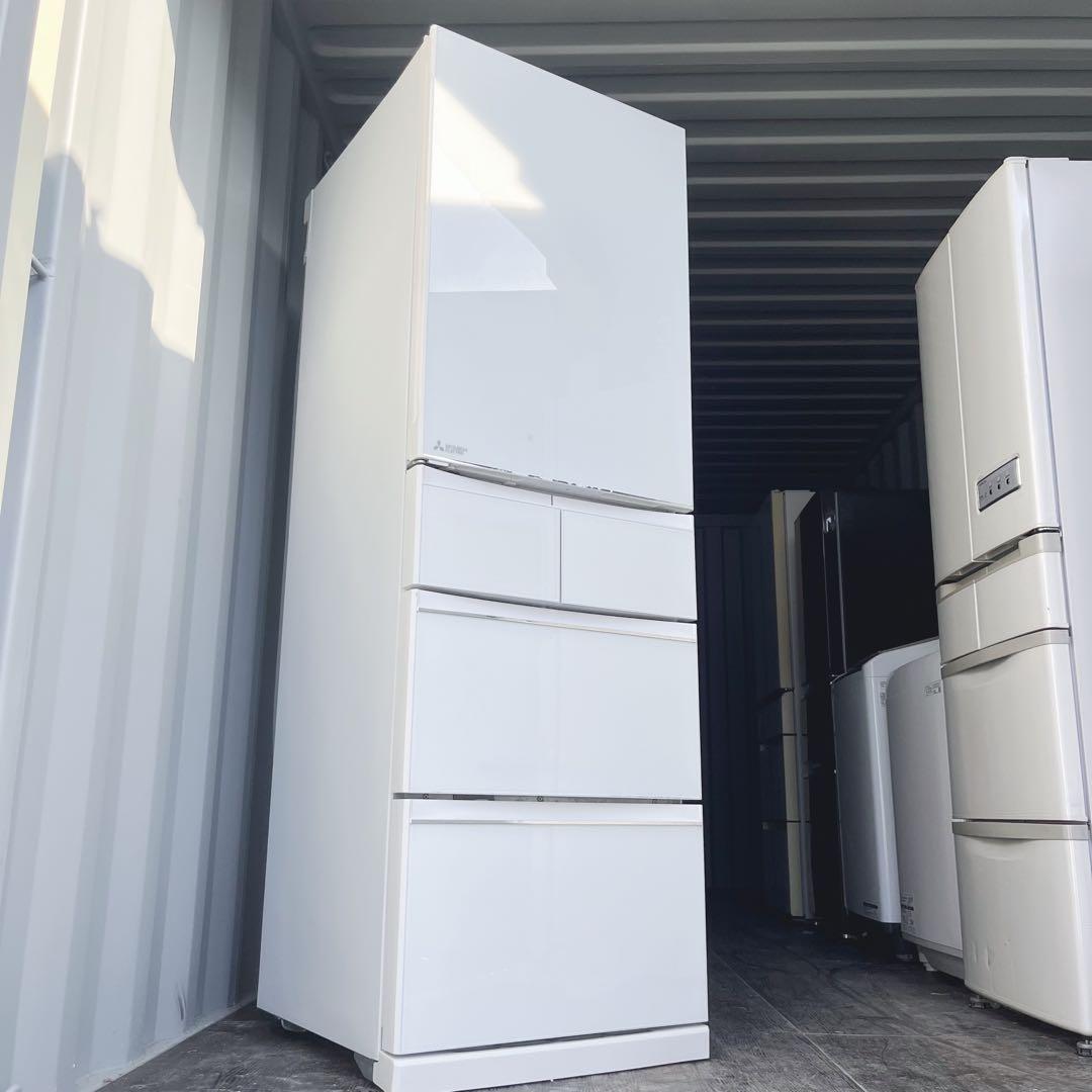 63取付無料！三菱ワイドチルドルーム搭載おしゃれホワイトインテリア5ドア冷蔵庫