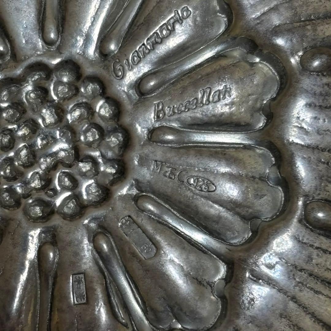 未使用 ブチェラッティ ダリア 銀製 トレイ 化粧袋 箱入り イタリア製