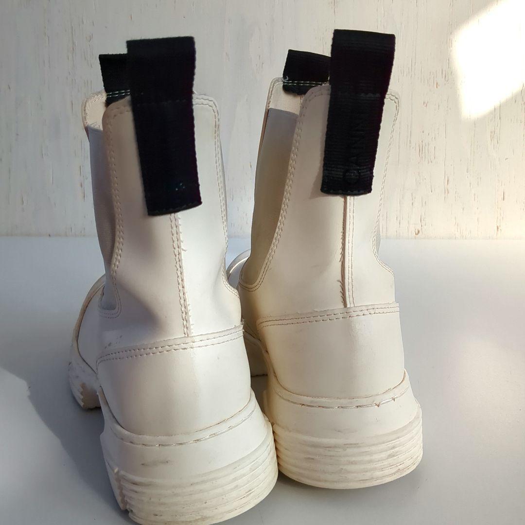 GANNI*37 ホワイト サイドゴアブーツ 厚底*リサイクルラバー